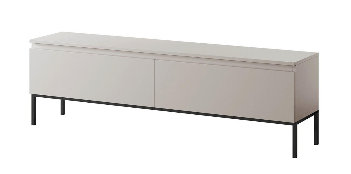 TV stolík Bemmi kašmírovo sivý na kovovom podstavci 150/46/32 cm - čierna/taupe, kov/kompozitné drevo (150/44.5/32cm) - Selsey