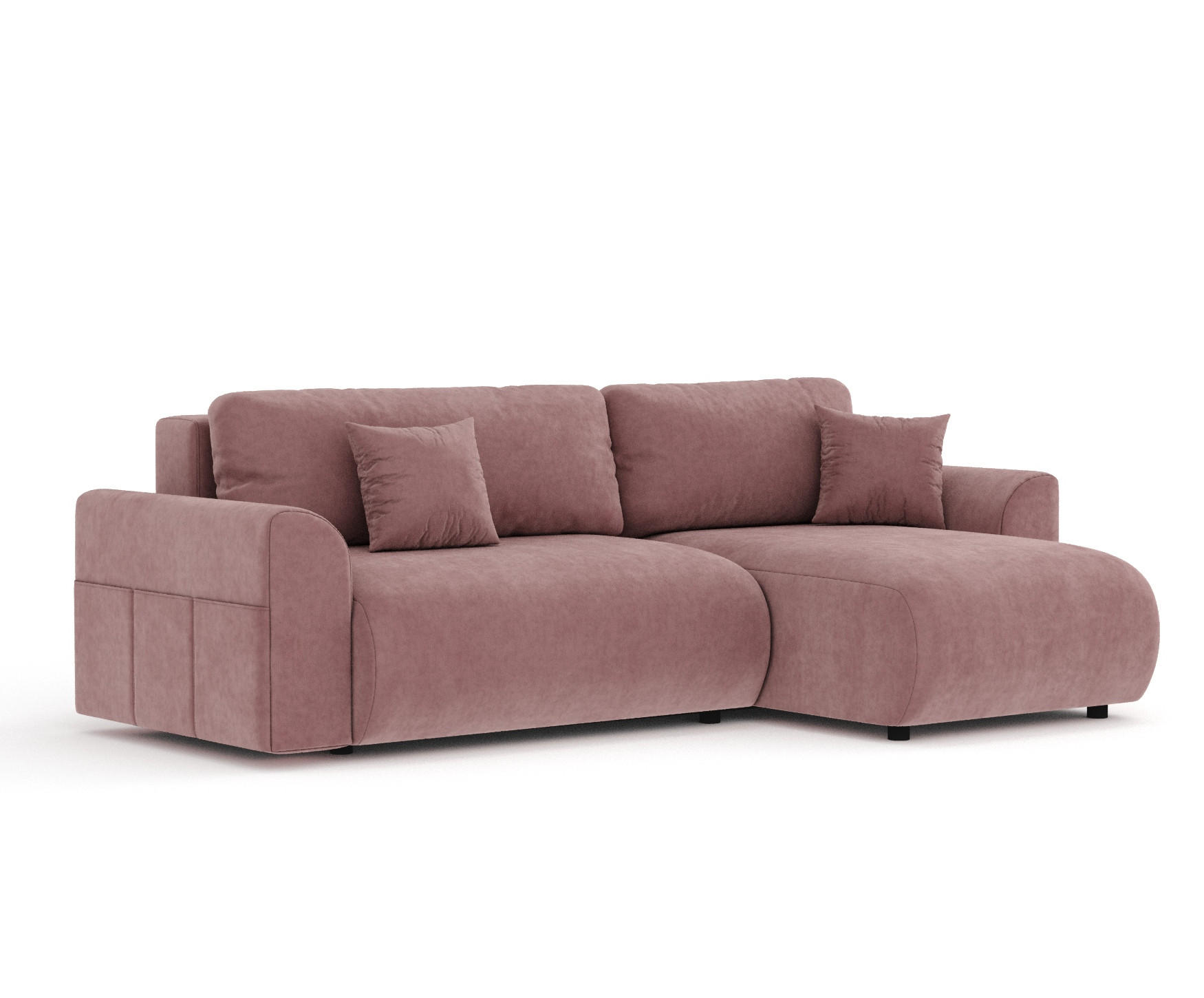 ECKSOFA MIT SCHLAFFUNKTION Bodega Rose Samtstoff - Schwarz/Rosa, Holz/Holzwerkstoff (235/138cm) - Maison de Reve