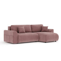 ECKSOFA MIT SCHLAFFUNKTION Bodega Rose Samtstoff - Schwarz/Rosa, Holz/Holzwerkstoff (235/138cm) - Maison de Reve