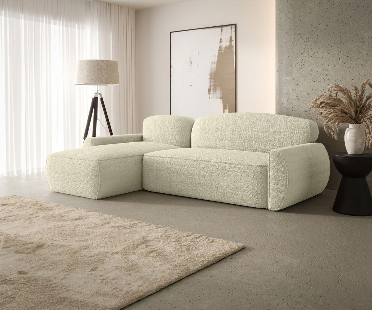 ECKSOFA mit Schlaffunktion LUCAS Quelle 02 Links - Ecru, Textil (240/145cm) - Bedante