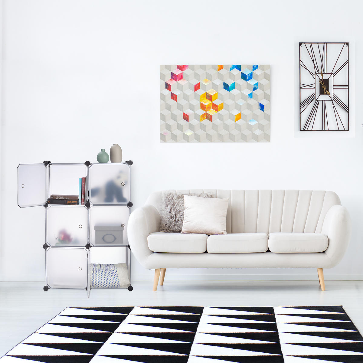 REGALSYSTEM - Weiß, Kunststoff/Metall (66/97.5/31.5cm) - Relaxdays