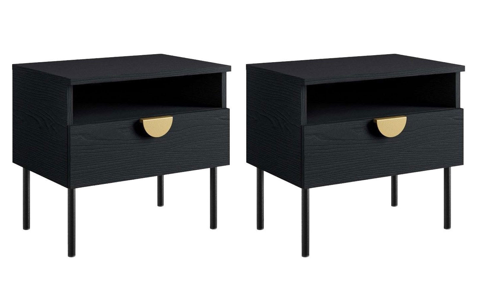 Feldmann-Wohnen Nachtkonsole Schwarz, Gold 50x45.5x34.5 cm