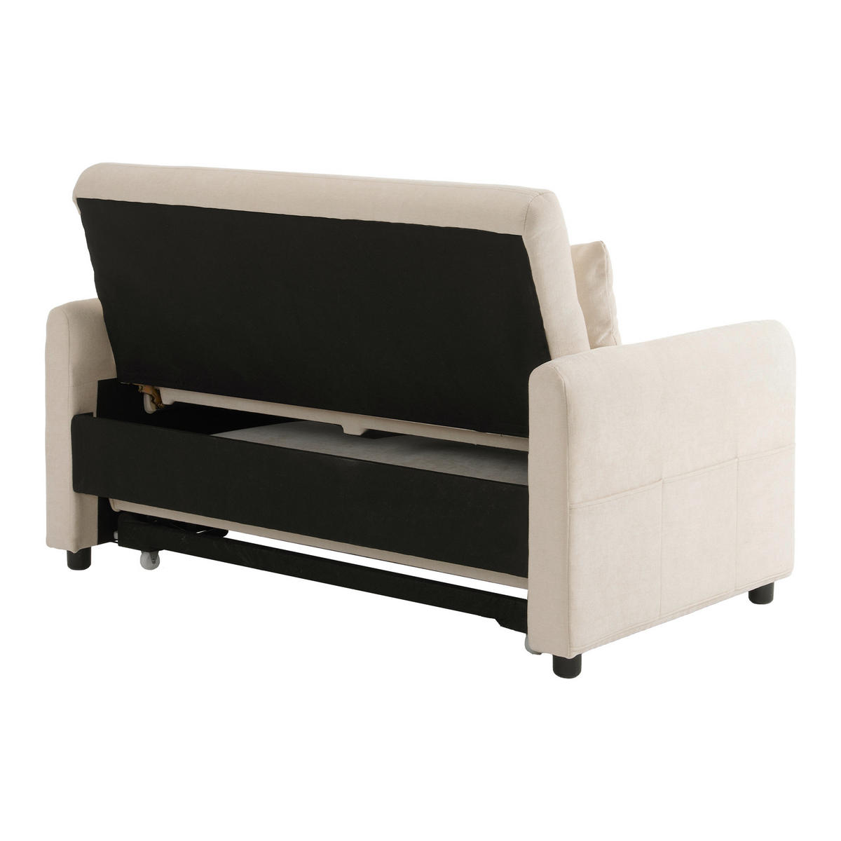 SOFABETT 129/76/81 cm Beige - Beige, Textil (76/81/129cm)