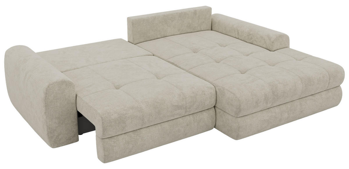 ROHOVÁ SEDAČKA ARELIA L - Krémová Hrubě tkaná žinylka - Vlevo - černá/krémová, textil/plast (292/205cm) - MKS