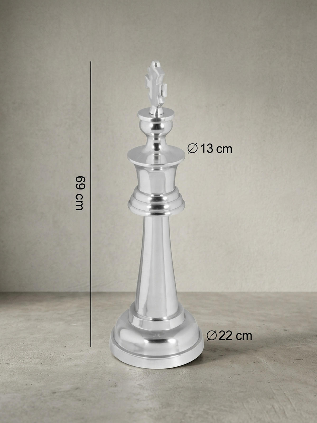 DEKOFIGUR Schachfigur Aluminium poliert 70 cm Silber - Silberfarben, Metall (22/70/22cm) - KADIMA DESIGN
