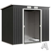 GERÄTESCHUPPEN DE-08138 mit Lüftungsfenstern & Schiebetüren Dunkelgrau - Dunkelgrau, Metall (213/172/130cm) - ComfortXL