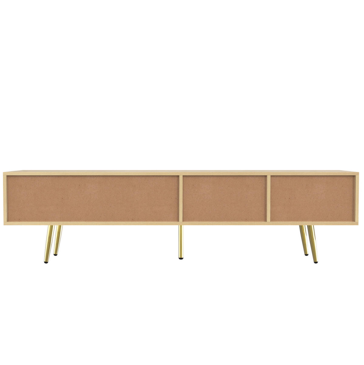 LOWBOARD 160/36/42 cm in Holzoptik mit 2 Schubladen und goldfarbenen Füßen - Braun, Holzwerkstoff (160/42/36cm) - Flora Grace
