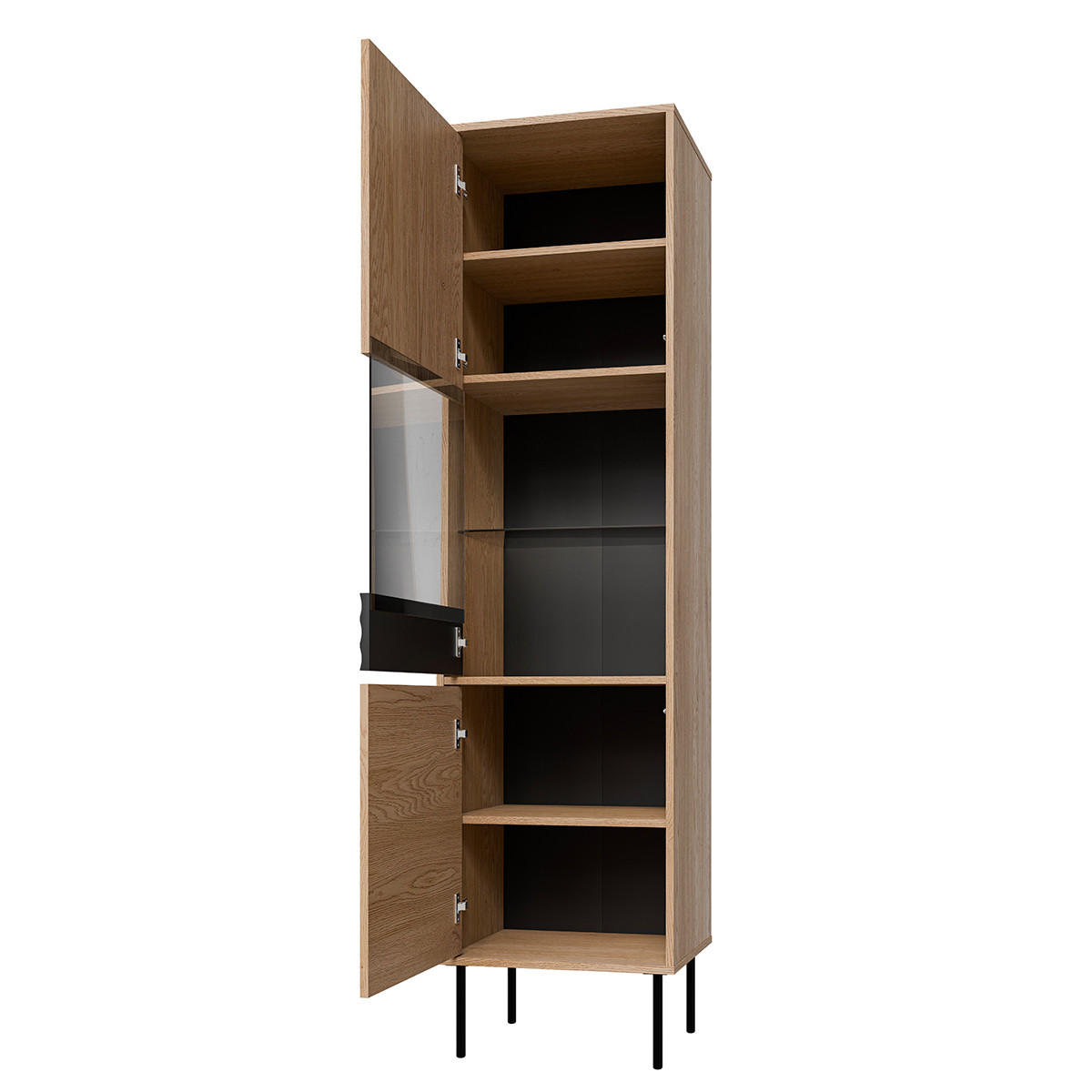 VITRÍNA Astra Dřevo a černá - černá, kompozitní dřevo (50.9/195/40cm) - Petits-meubles