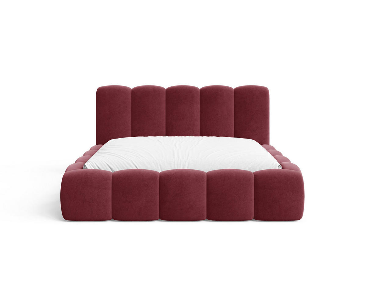 POLSTERBETT 18 - 140x200 cm – Riviera – Gepolstertes Bett mit Metall-Lattenrost - Bordeaux, Holz (140/200cm) - ROYAL24_MARKT