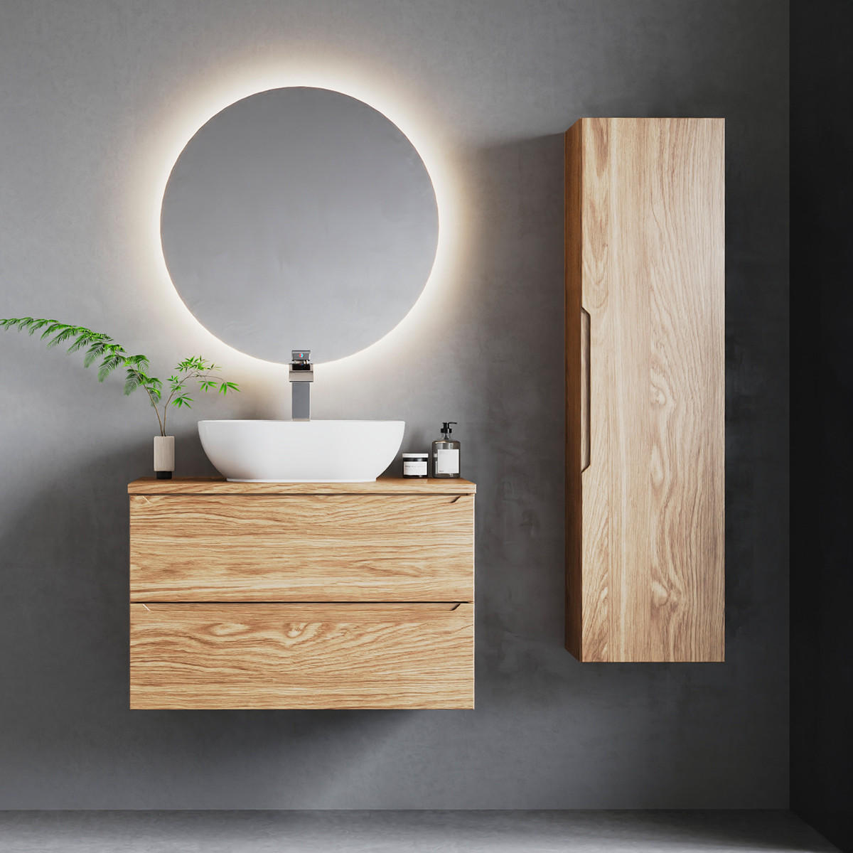 BADMÖBEL 80.6cm Viggo 2er-Set Holz - Braun, Holzwerkstoff (80.6/52.2/46.5cm) - Petits-meubles