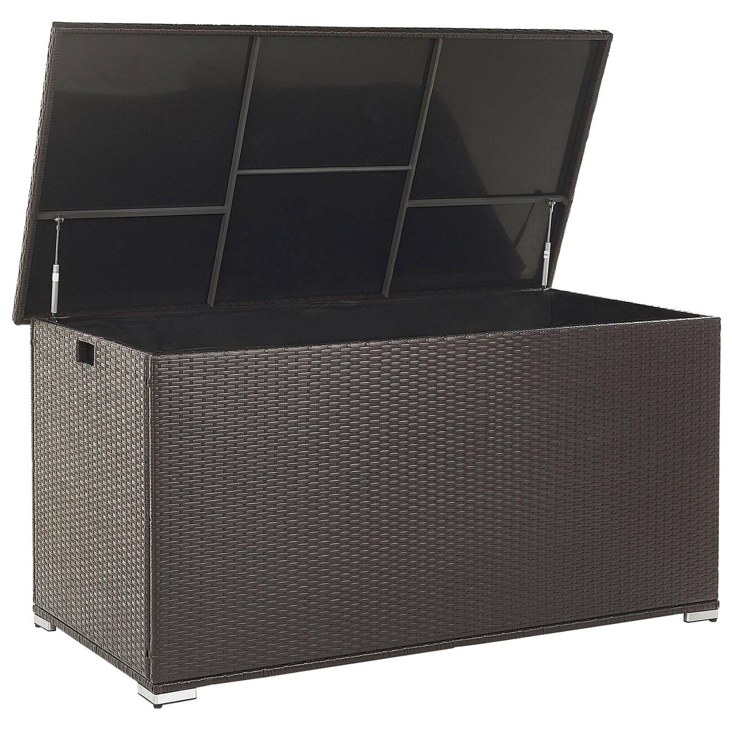 AUFLAGENBOX Rattan braun 155/75 cm Modena - Schwarz/Braun, Kunststoff (155/80/75cm) - Beliani