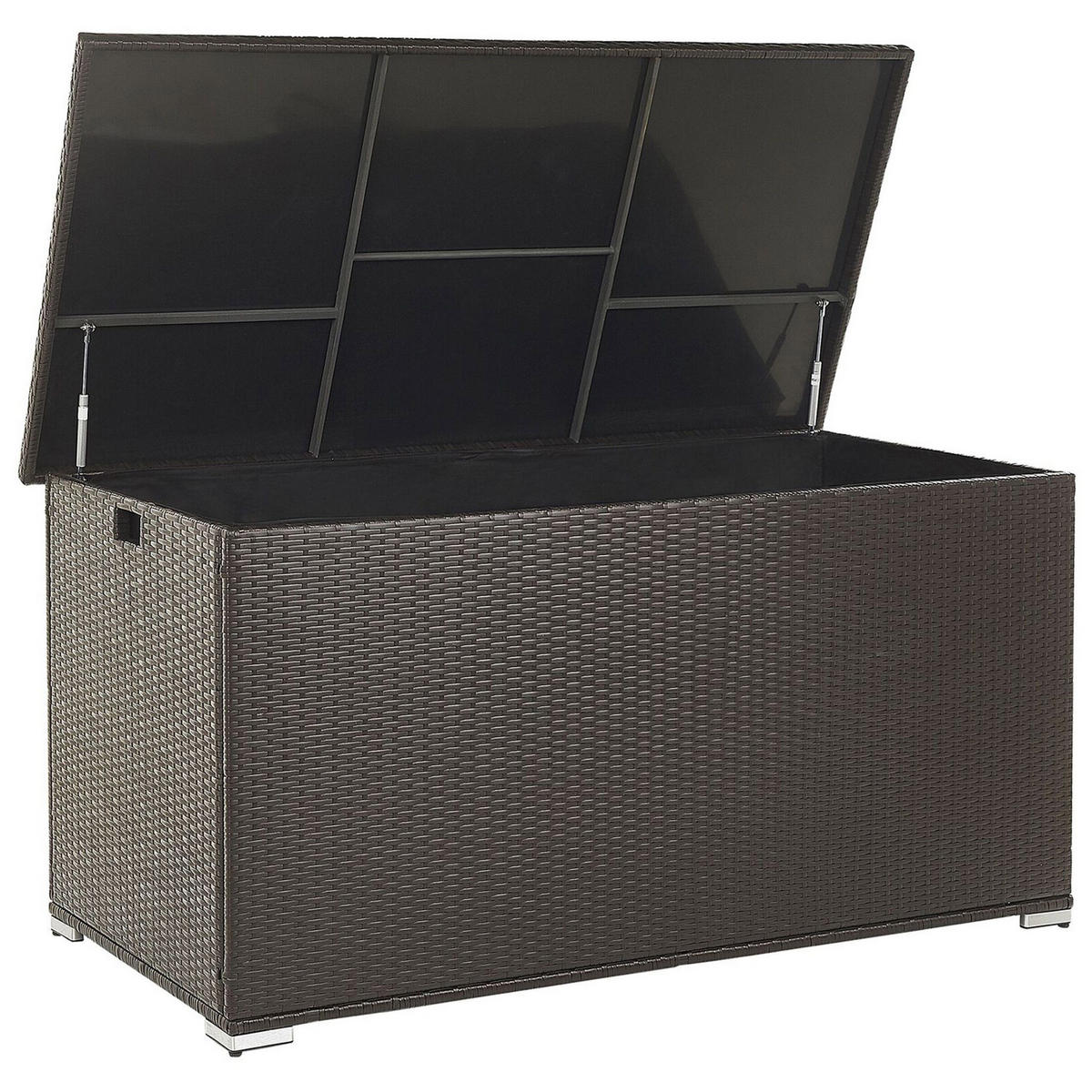 AUFLAGENBOX Rattan braun 155/75 cm Modena - Schwarz/Braun, Kunststoff (155/80/75cm) - Beliani