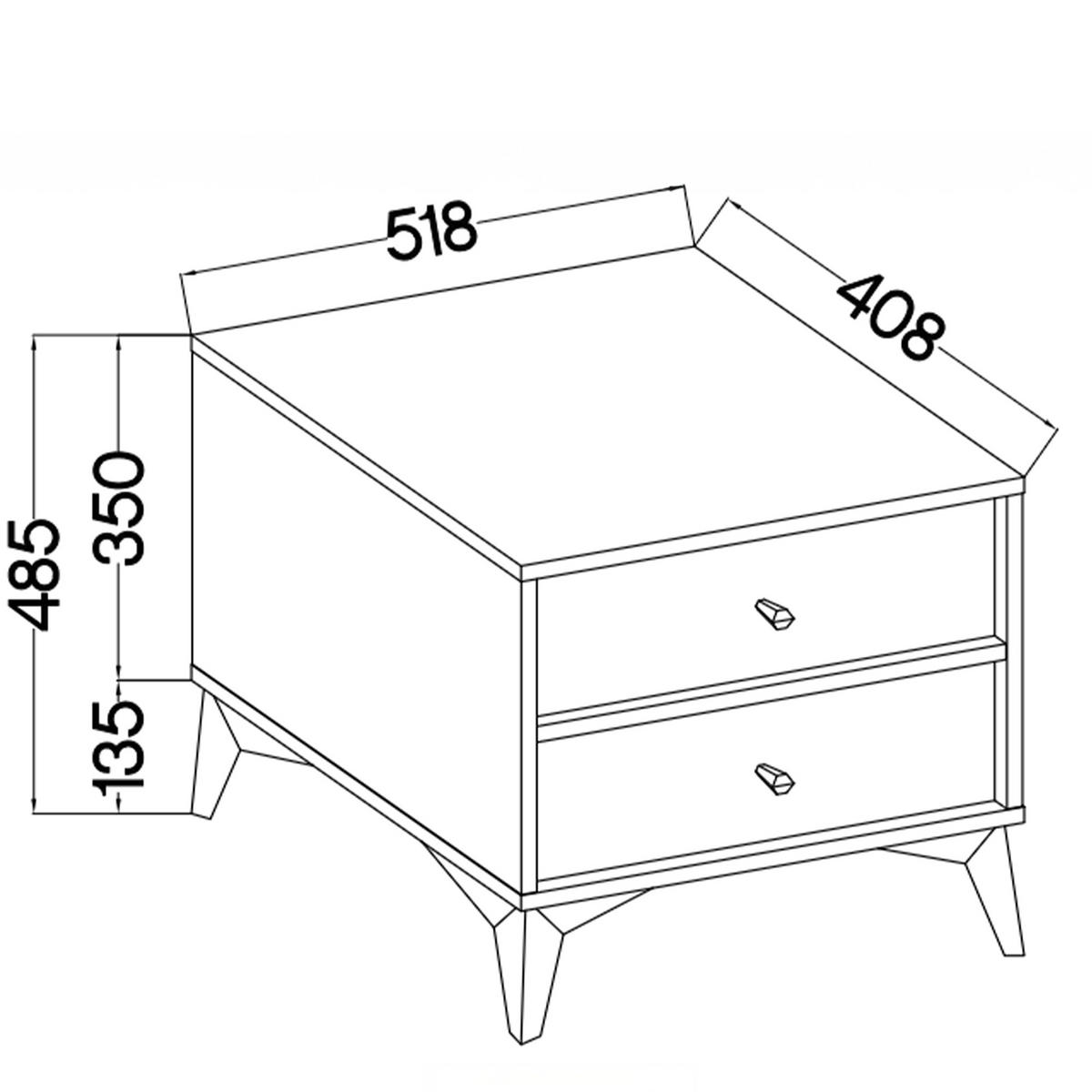 NACHTTISCH FLOREN, Creme/Gold - Creme, Holzwerkstoff/Metall (51.8/48.5/40.8cm) - KONSIMO®