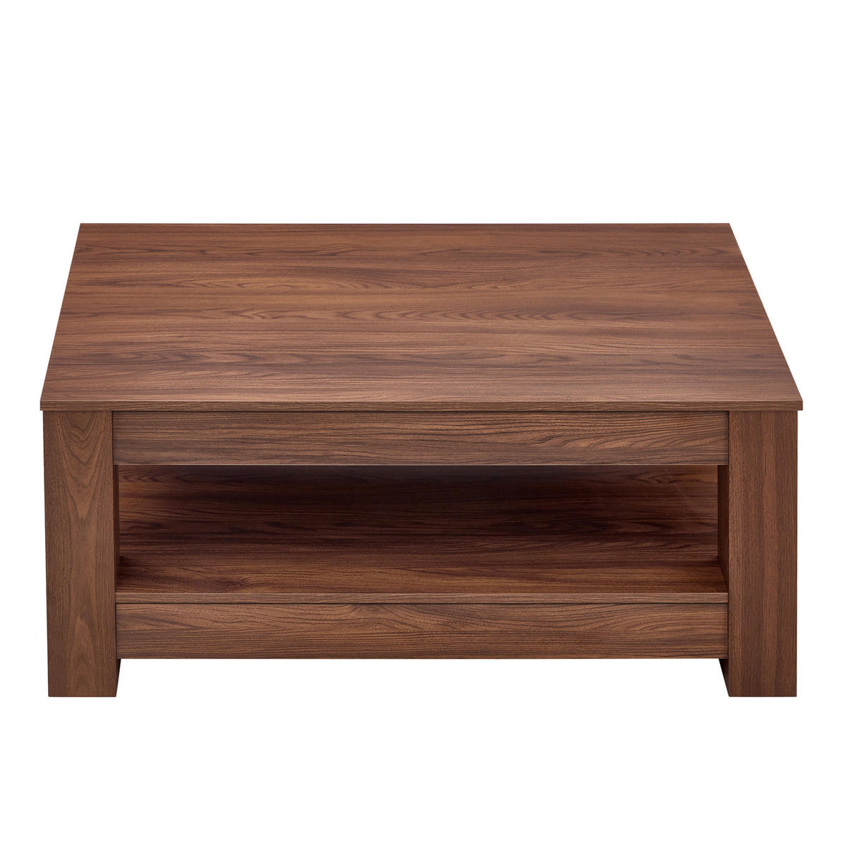 COUCHTISCH 100/50/44 cm mit 2 Ablagen, geradliniges Design und bodenschonenden Filzgleitern, Walnuss - Walnussfarben, Holzwerkstoff (100/50/44.5cm) - Redom