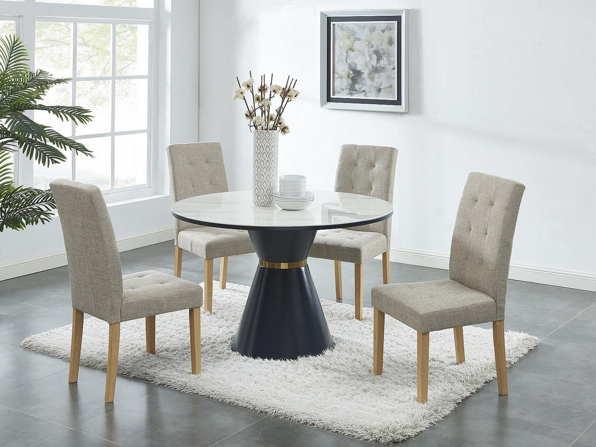 STUHL 2er-Set - Stoff & Holz - Beige - VILLOSA - Creme, Textil (48/100/61cm) - Vente-Unique