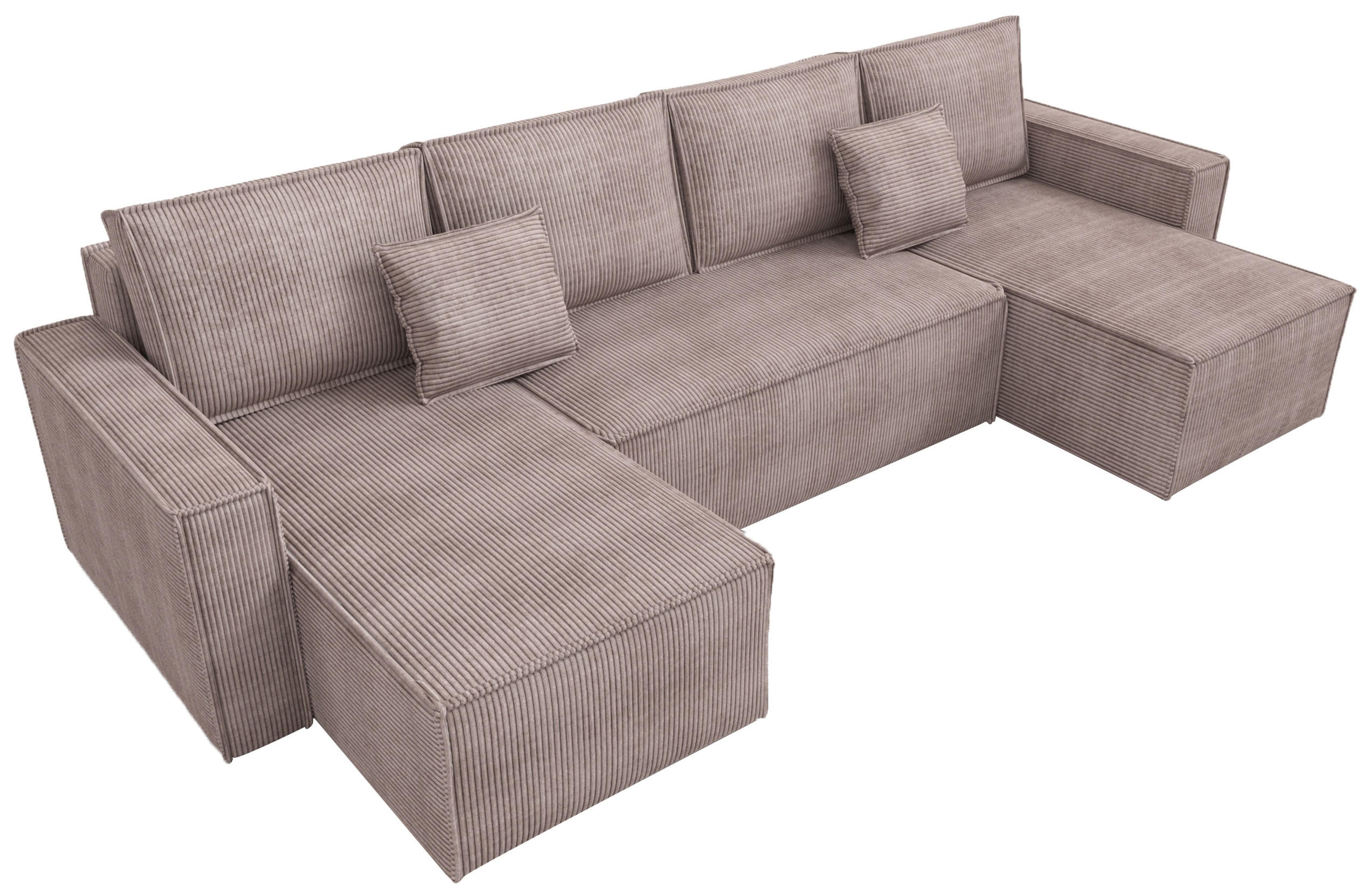 WOHNLANDSCHAFT Dexter U mit Schlaffunktion Puderrosa Cord - Rosa, Textil (310/80/141cm) - Bromarkt
