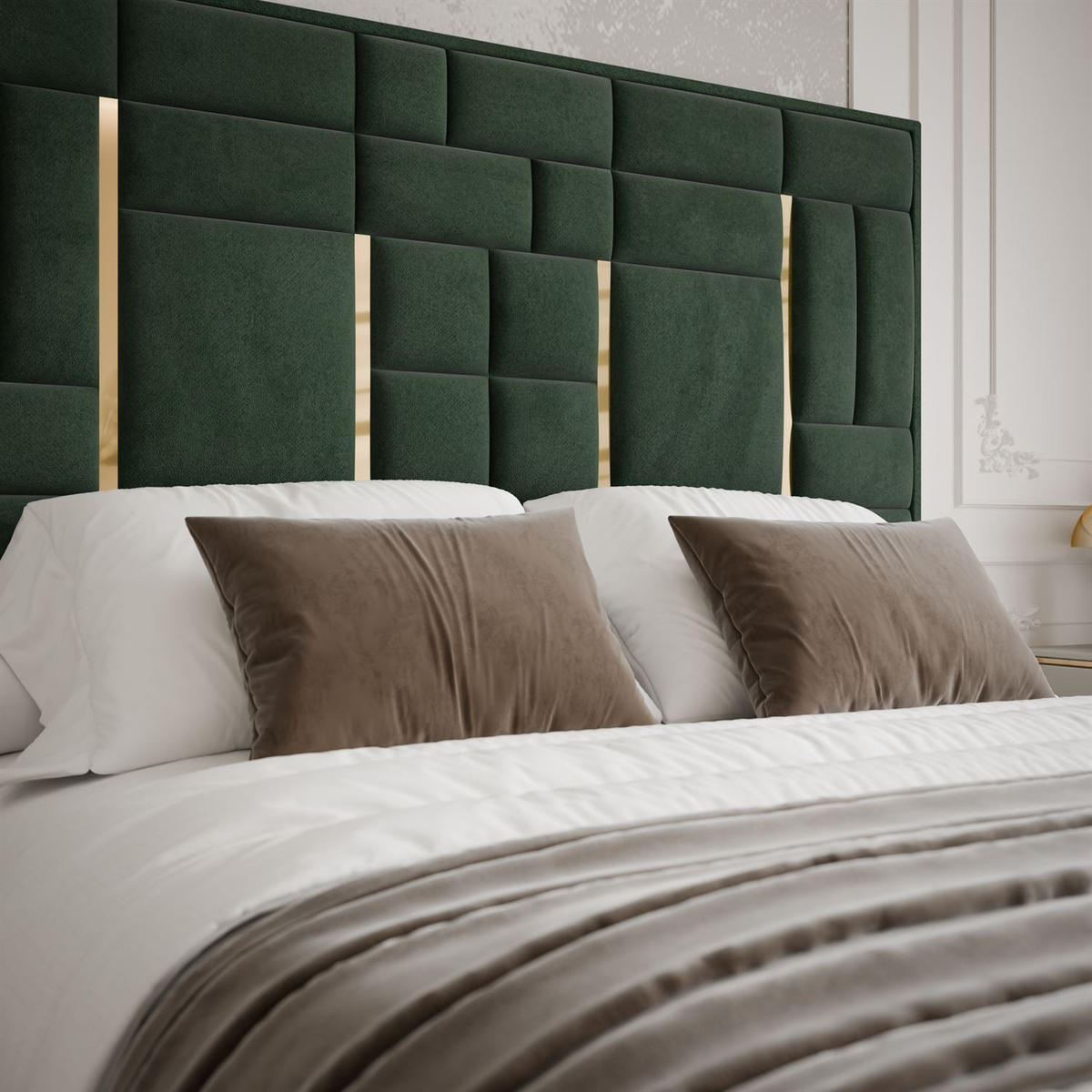 POLSTERBETT BRIGITTE GOLD mit Bettkasten 140x200 cm Element 12 - Grün, Textil (140/200cm) - Lookway