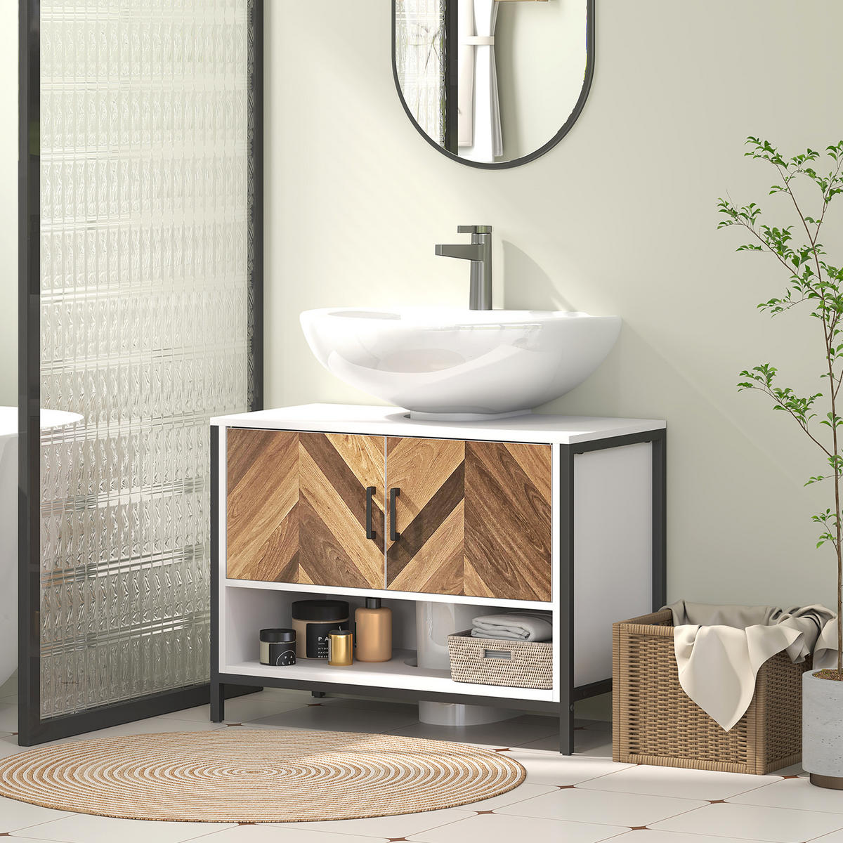 HÄNGESCHRANK Sahne und Walnuss 1 Stück - Beige, Metall (80/60/40cm) - GiPP