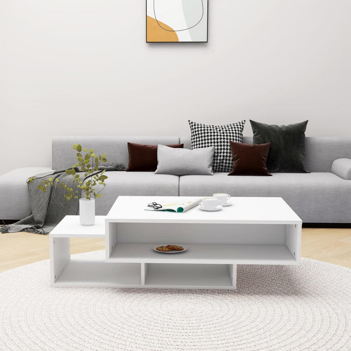 COUCHTISCH Weiß 105x55x32 cm Holzwerkstoff - Weiß, Holzwerkstoff (105/55/32cm) - furnicato