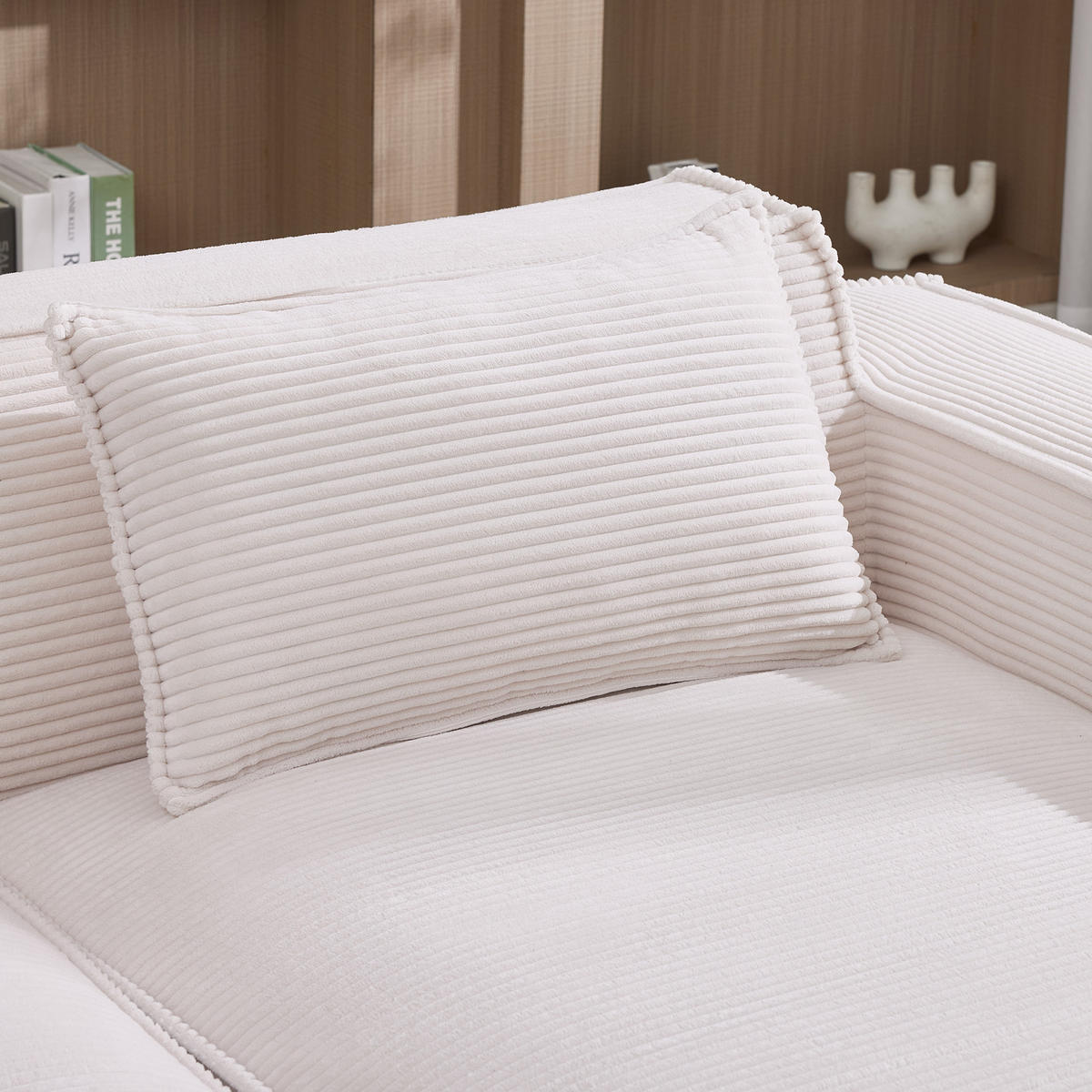 ECKSOFA Polyester Beige mit Kissen - Beige, Textil (235/129cm) - WISHDOR
