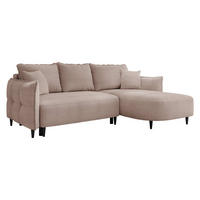 ECKSOFA Sycylia, Seite: Rechts - Beige/Schwarz, Holz/Textil (244/165cm) - MIRJAN24