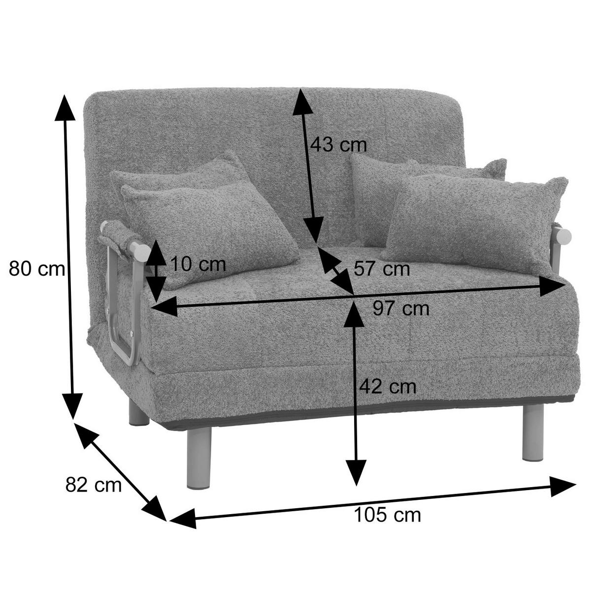 SCHLAFSESSEL Anthrazit - Anthrazit, Textil (105/80/190cm) - MCW