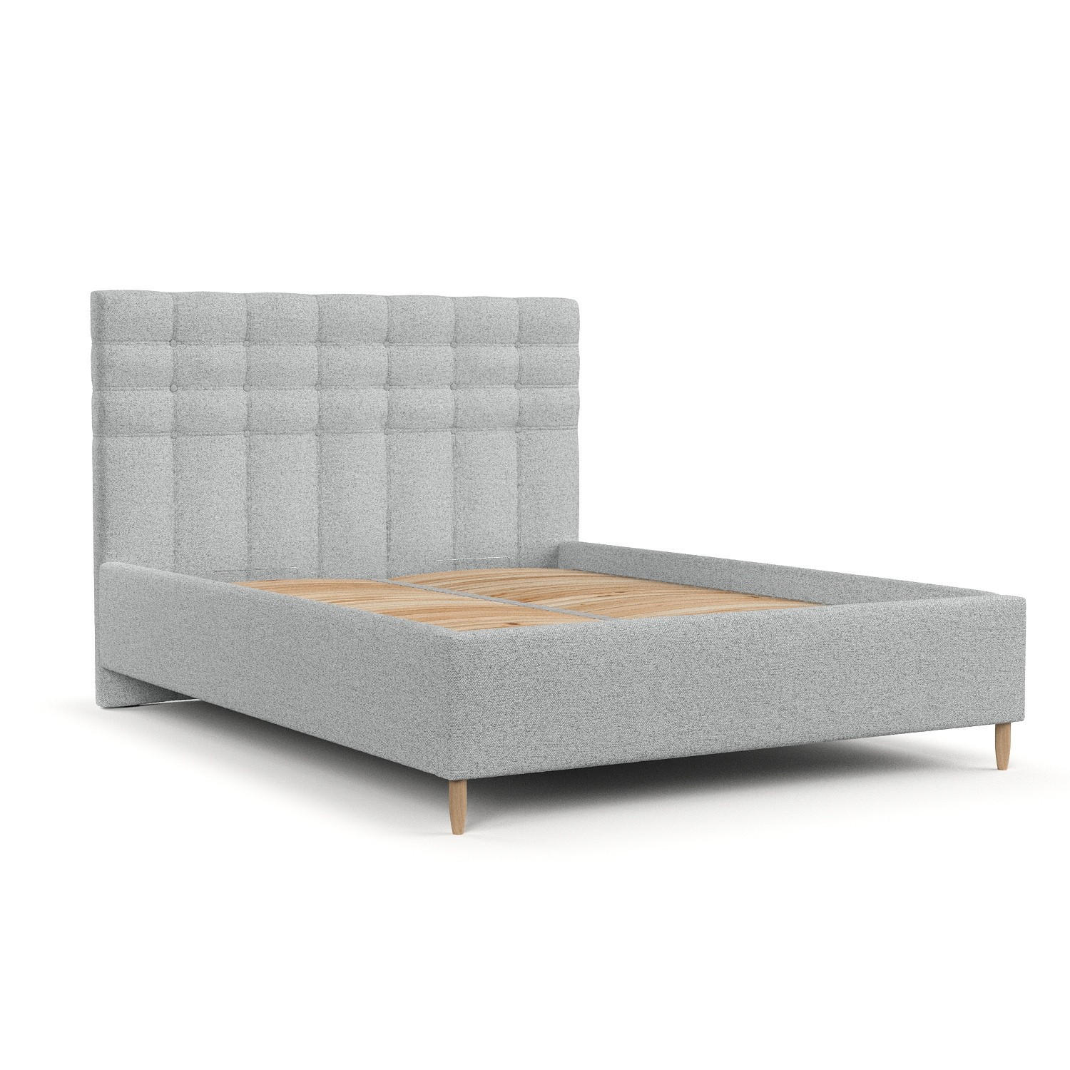 POLSTERBETT Soma 140/200 cm Hellgrau im Riva Stoff - Hellgrau/Naturfarben, Holz/Holzwerkstoff (140/200cm) - AltaBeds