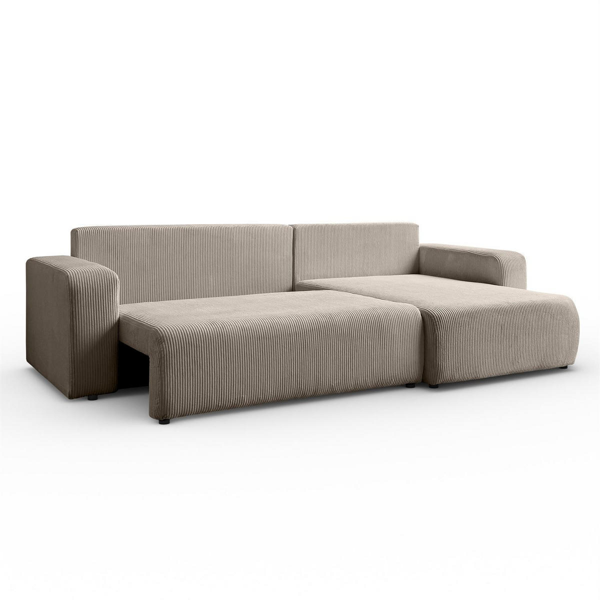 ECKSOFA Gepolstertes PRESTIGE XL mit Schlaffunktion und Bettkasten, Poso 02 - Beige, Textil (277/143cm) - Lookway