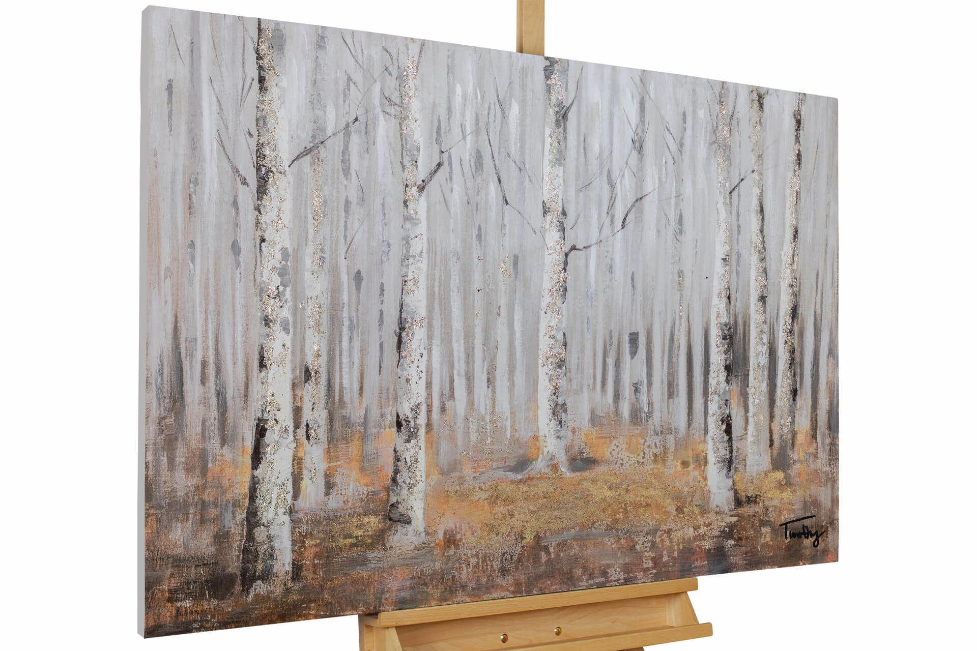 ACRYLBILD HANDGEMALT 120/80 cm - Weiß/Braun, Holz/Textil (1.8/80cm) - KUNSTLOFT