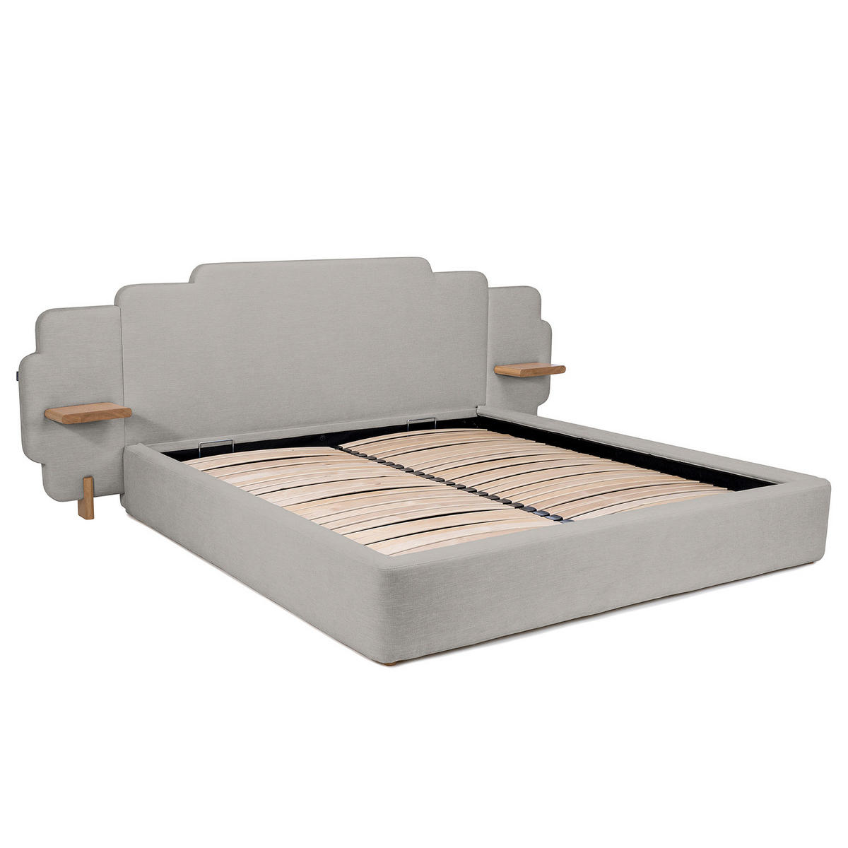 POLSTERBETT - Chenille - Hellgrau, Textil (160/200cm) - home24