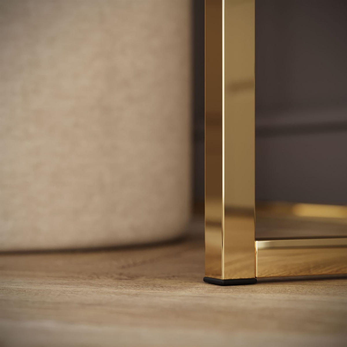 SCHMINKTISCH Blanco Glamour auf goldchrom Gestell mit LED-Spiegel goldener Griff - Kaschmir/Goldfarben, Holzwerkstoff (100/81/42cm) - Lookway