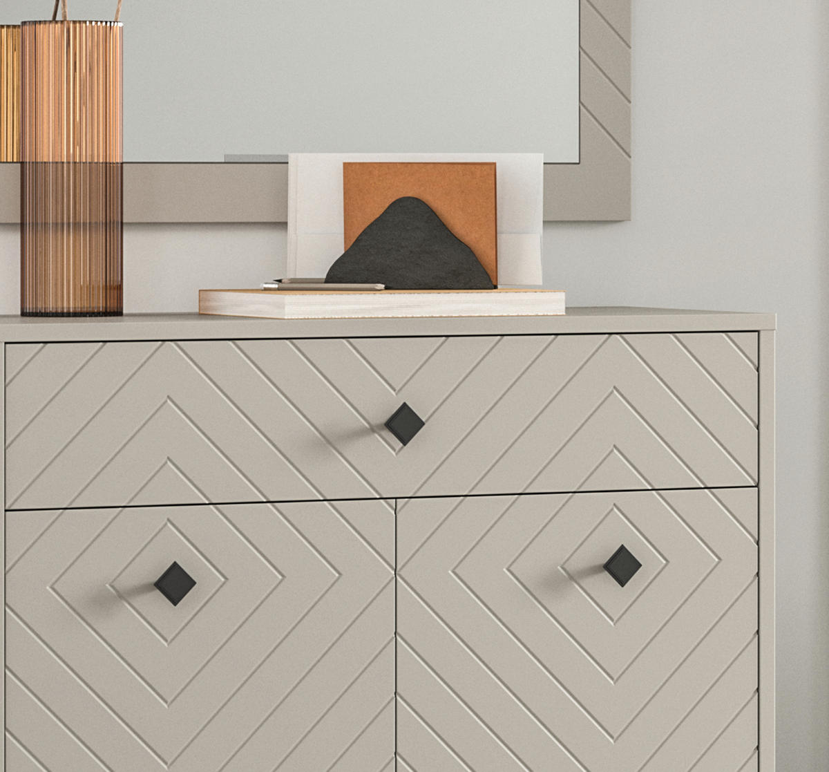 SCHUHKOMMODE NOTES (B/H/T: ca. 80/100/35 cm) in sandbeige/sandbeige matt - Sandfarben, Holzwerkstoff (80/100/35cm)