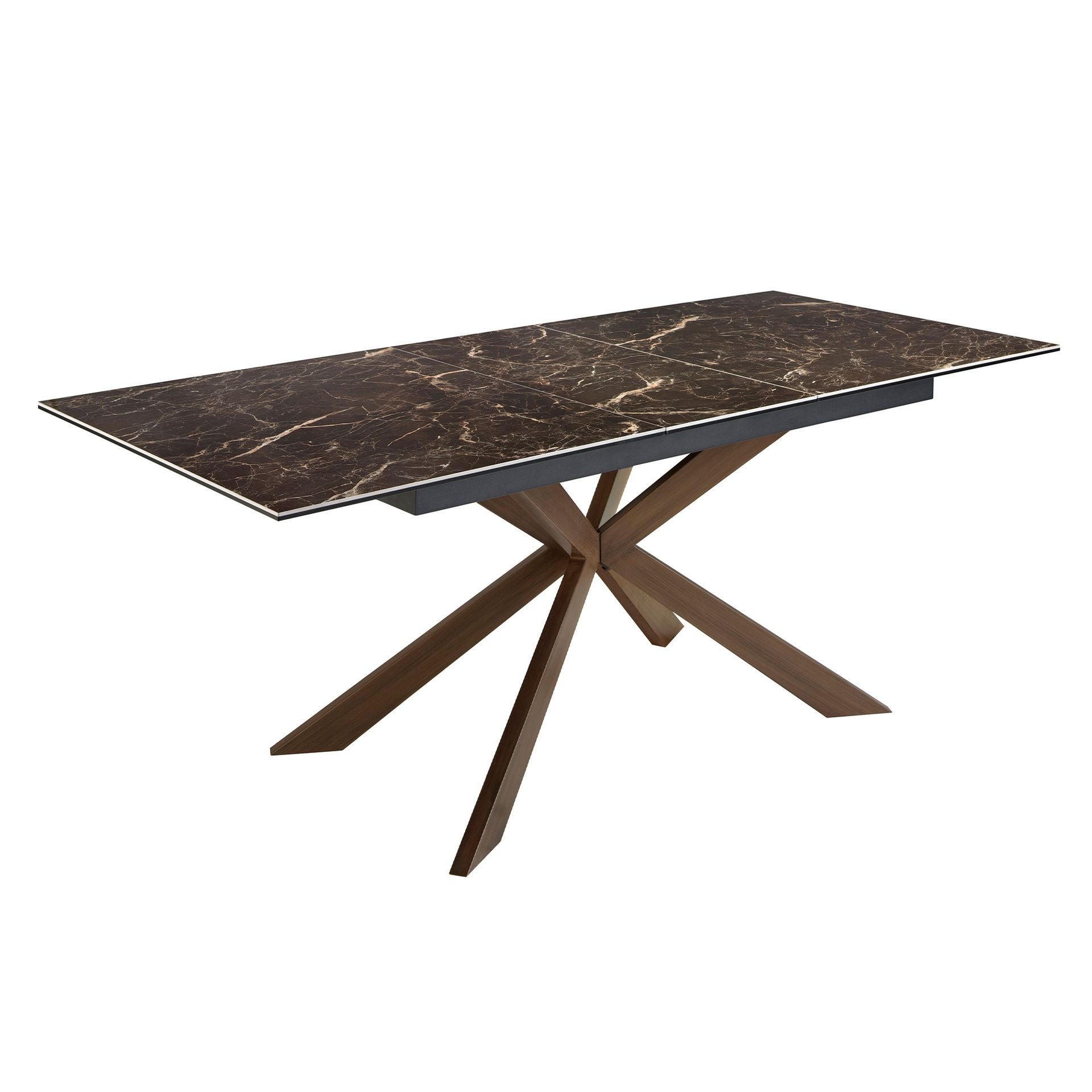 ESSTISCH Ausziehbarer Esstisch Rechteckig porzellanmarmor aus Stahl in Walnussoptik 160/90/76 cm - Walnussfarben/Braun, Stein (90/160/76cm) - ANGEL CERDA