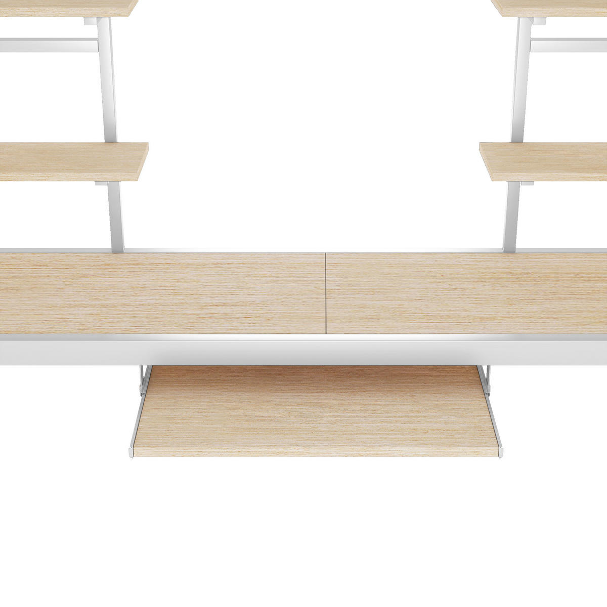 HOCHBETT 90x200cm Weiß Metall Schreibtisch 2 Regale - Weiß, Metall (90/200cm) - FLIEKS