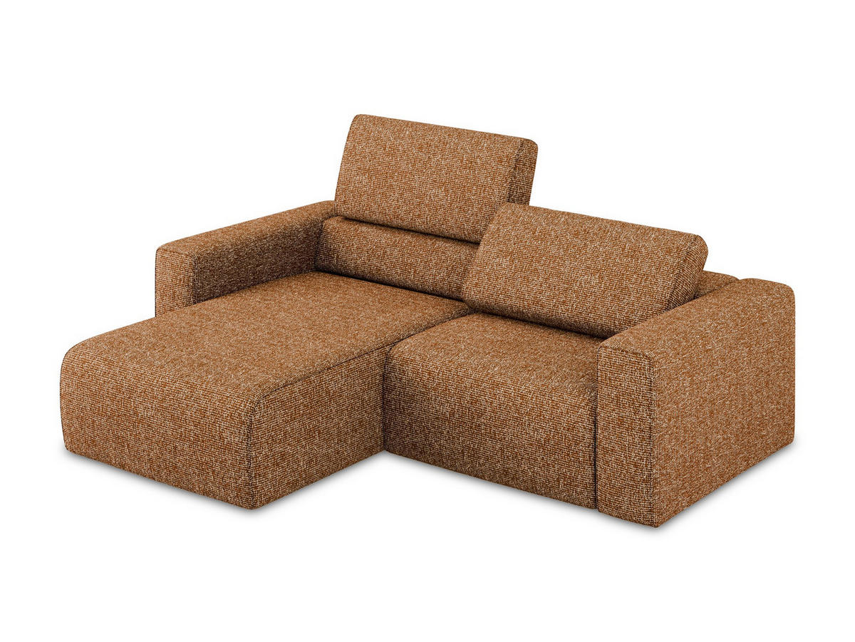 ECKSOFA Links Strukturstoff Stoff Orange - Terra cotta/Schwarz, Kunststoff/Textil (167/224cm) - Makamii