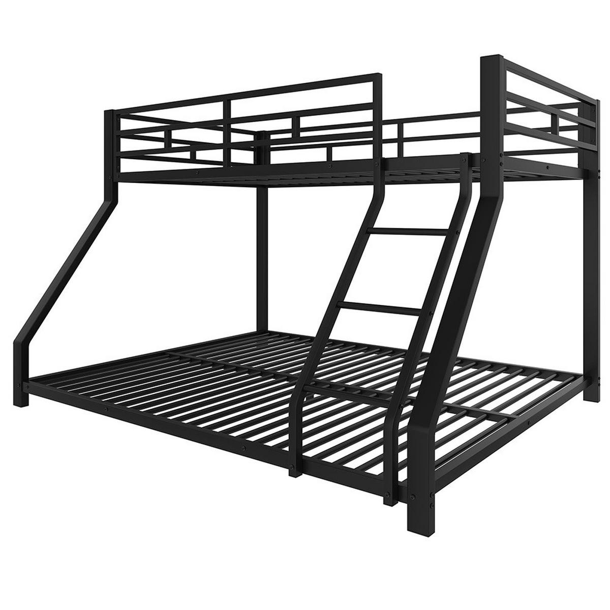 ETAGENBETT 90x200cm +140x200cm in Schwarz Metall - Schwarz, Metall (140/200cm) - KOMHTOM