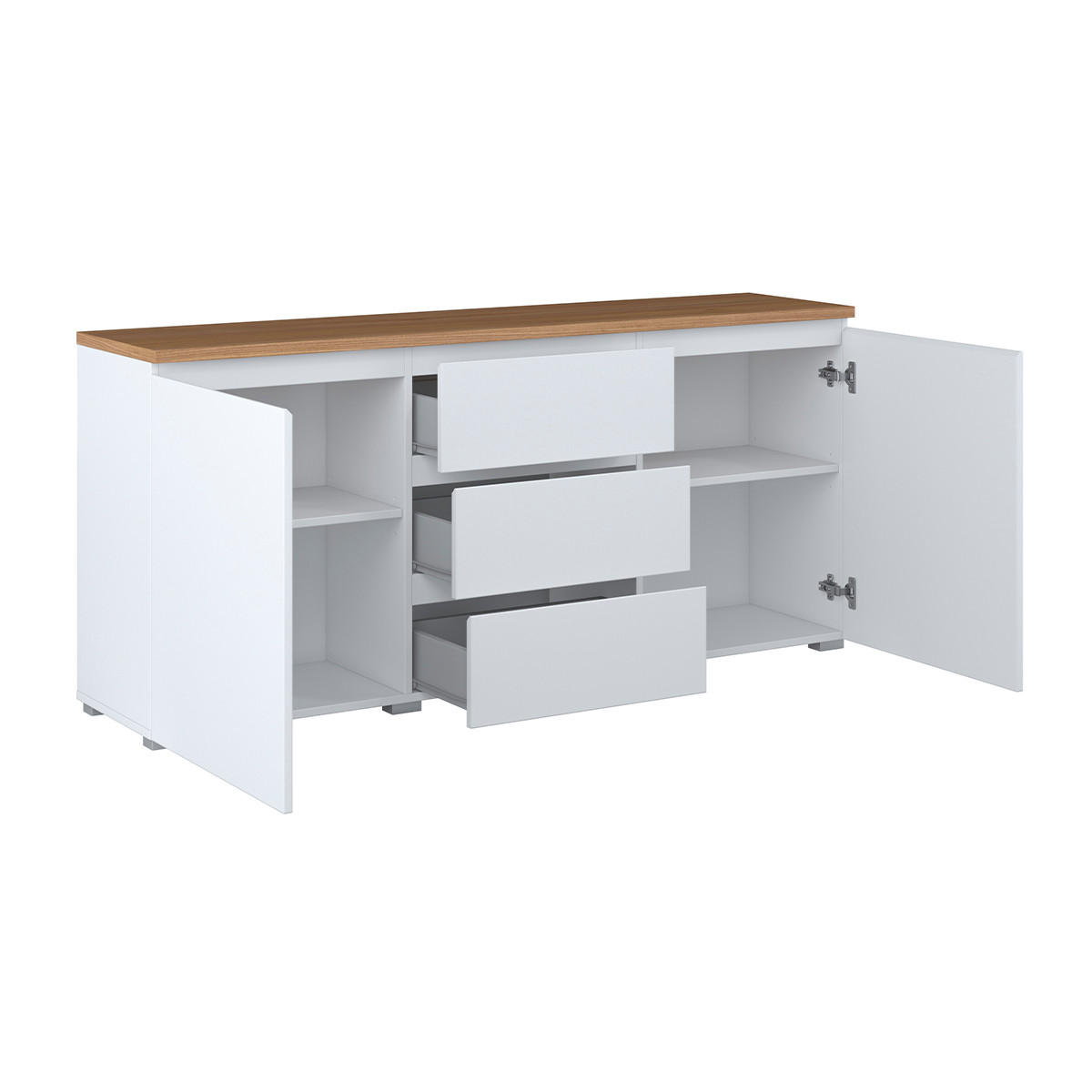 SIDEBOARD Liko Weiß und Holz - Weiß, Holzwerkstoff (150/67.9/34.5cm) - Petits-meubles