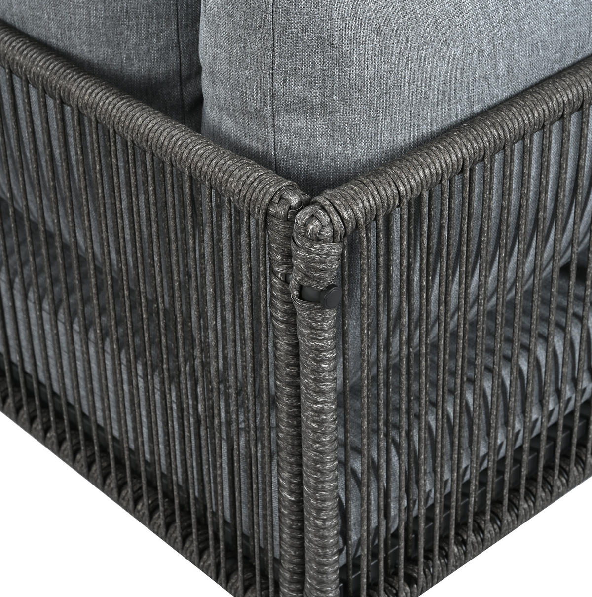 GARTENSET 178x139x68cm grau aus Stahl und Olefin, handgewebt - Grau, Metall - Modfu