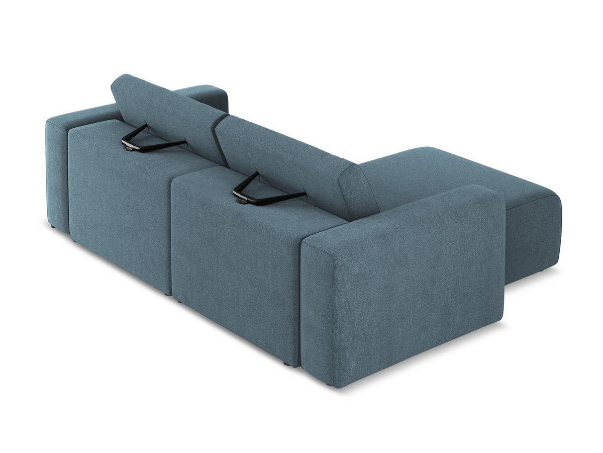 ECKSOFA Links Strukturstoff Stoff Blau - Blau/Schwarz, Kunststoff/Textil (167/224cm) - Makamii