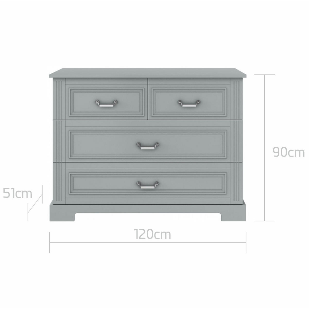 KINDERKOMMODE Ines – rustikale Eleganz und Funktionalität Grau - Grau, Holzwerkstoff (120/90/51cm) - RAUMHIRSCH FURNITURE