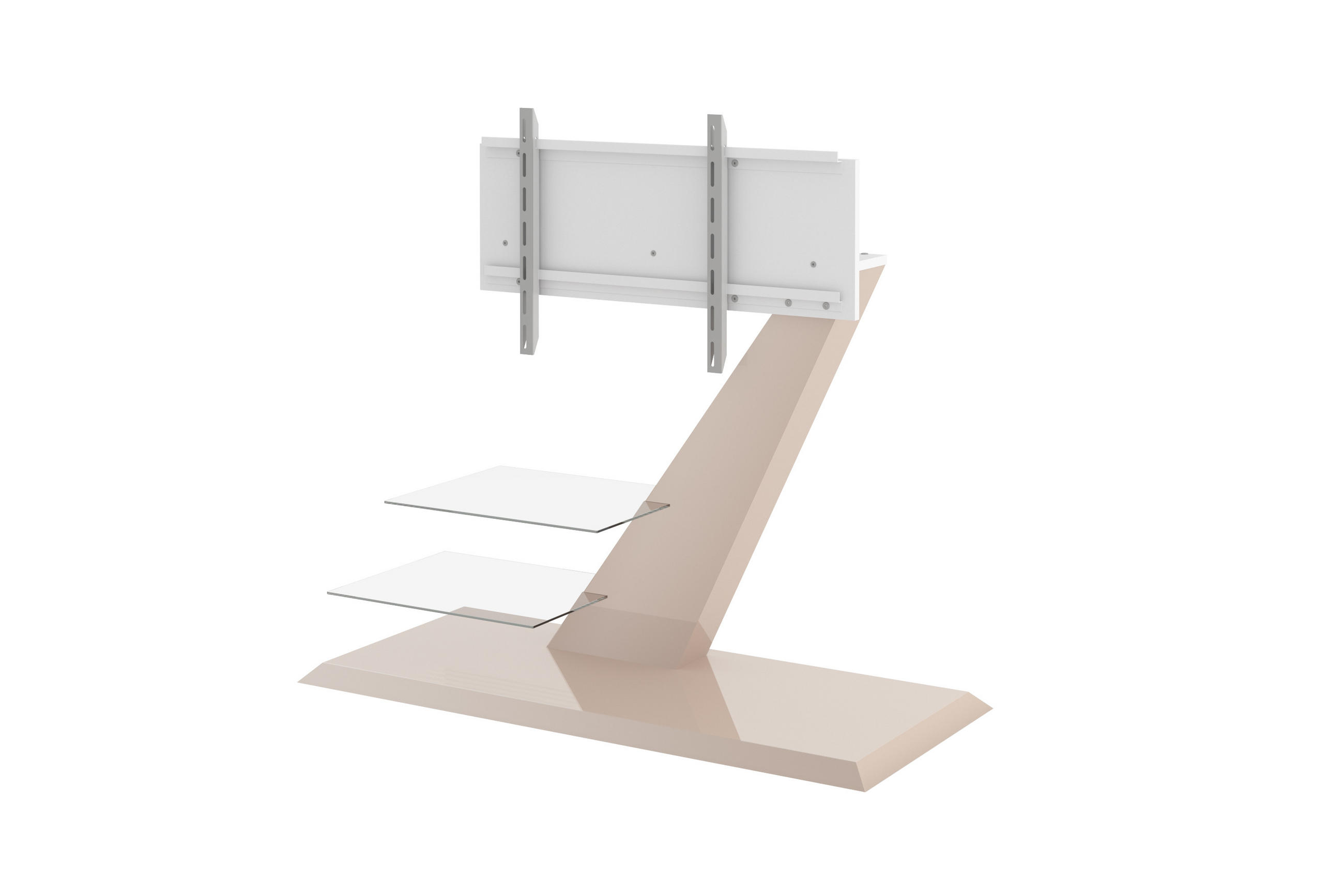 TV RACK rechteckig Cappuccino Hochglanz Glas 120/106/50 cm - Cappuccino, Holzwerkstoff (120/106/50cm)