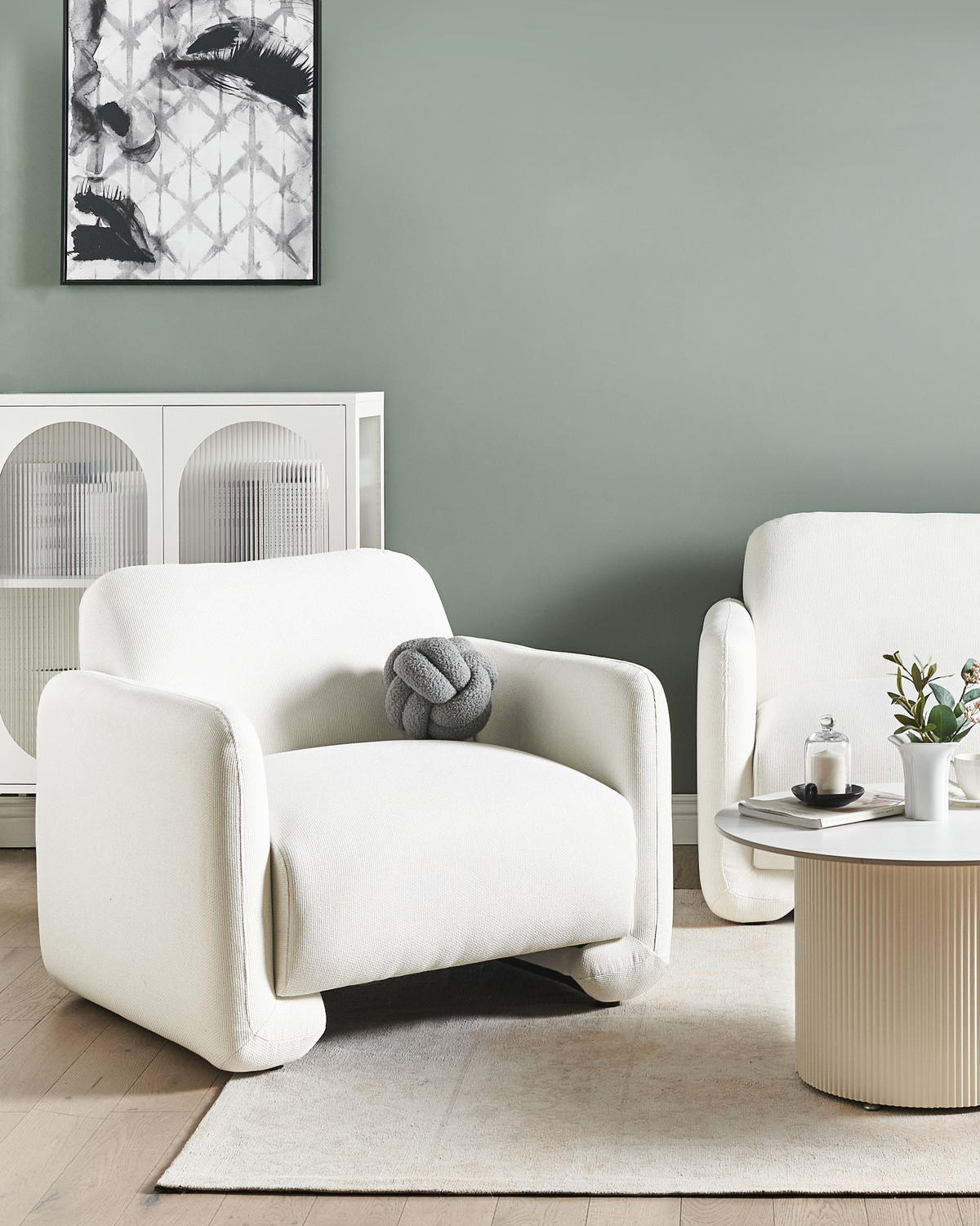 SESSEL Stoff Weiß Saland - Weiß, Textil (92/82/82cm) - Beliani