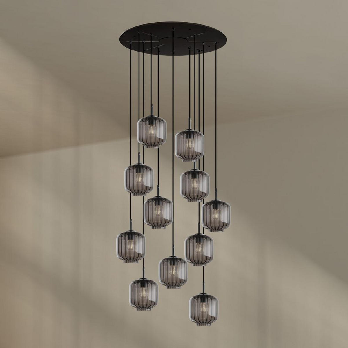 GALERIELEUCHTE Velo 12-flammig Rauch Ø 20cm - Anthrazit/Schwarz, Glas (20/20/20cm) - s.luce
