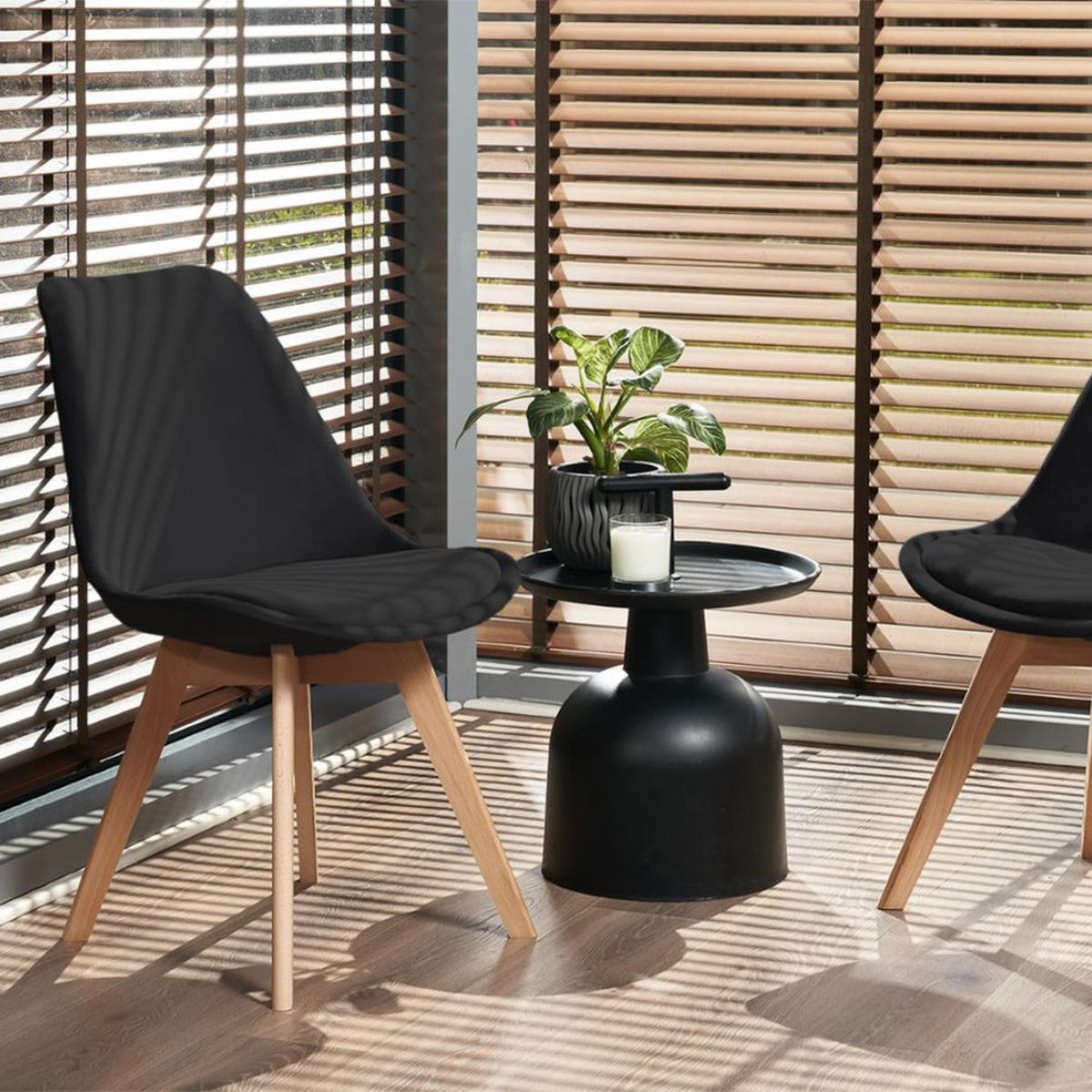 STUHL Bari - schwarz - Buchefarben/Schwarz, Holz/Textil (48.5/82/60cm) - JuMi