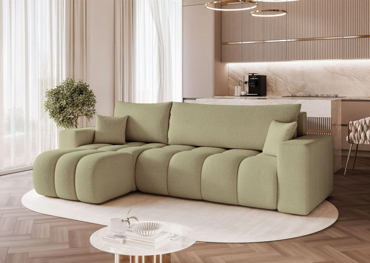 ECKSOFA Anabel Mit Schlaffunktion - Grün, Holzwerkstoff/Textil (248/145cm) - Fun Möbel