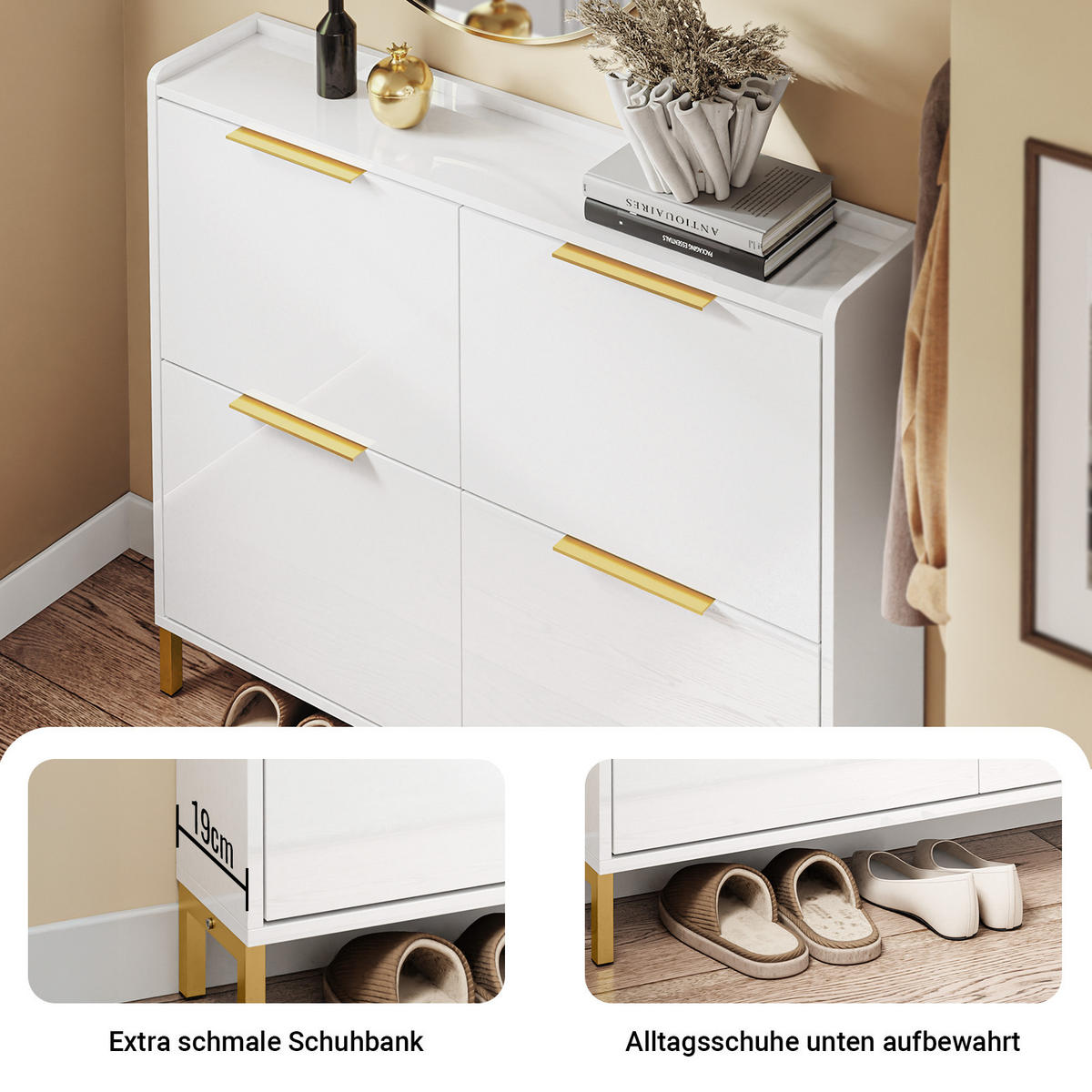 SCHUHSCHRANK Weiß - Weiß, Holzwerkstoff (100/90/19cm) - SoBuy