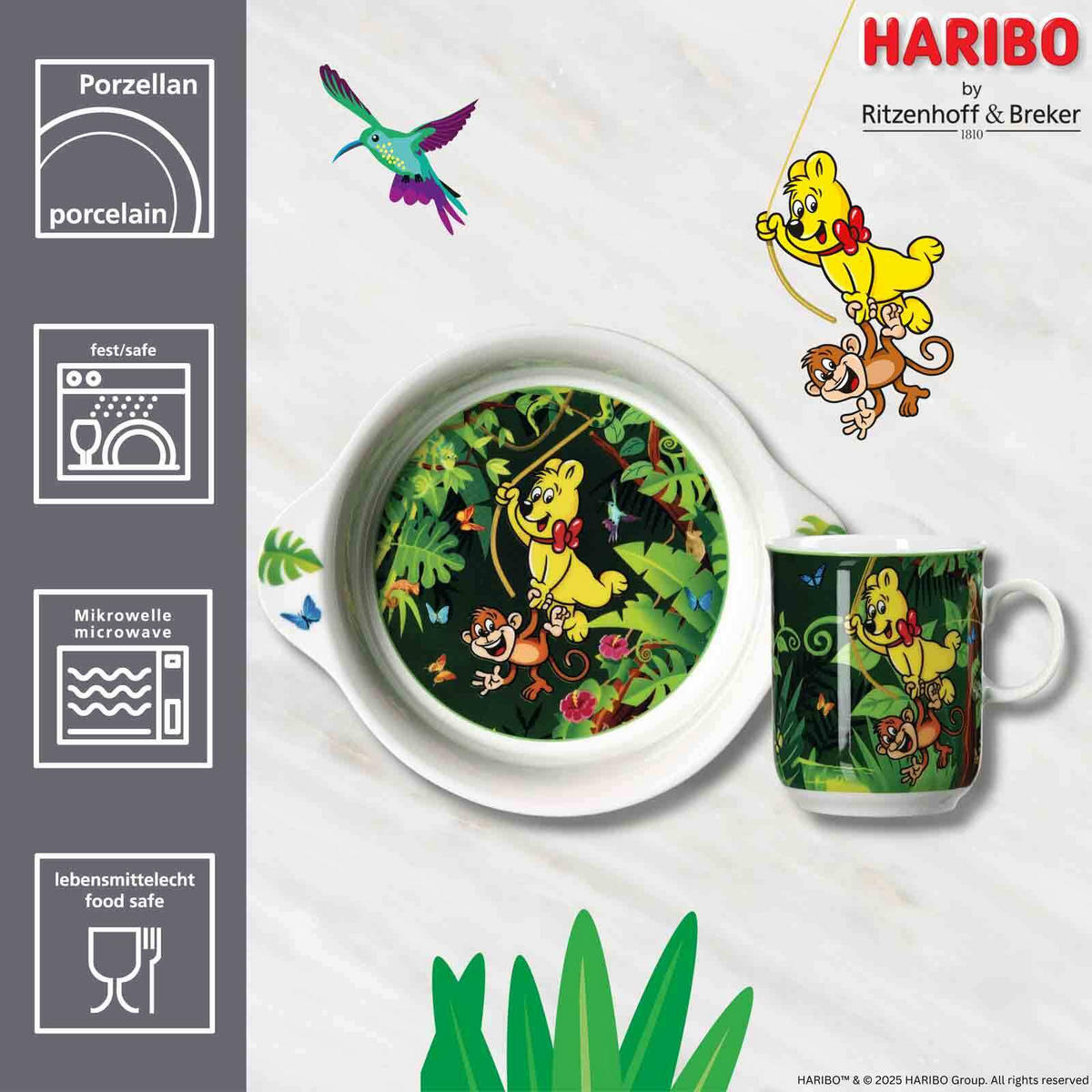 KINDERGESCHIRR-SET Haribo Jungle bunt - Multicolor, Keramik (1/1/1cm) - Ritzenhoff Breker