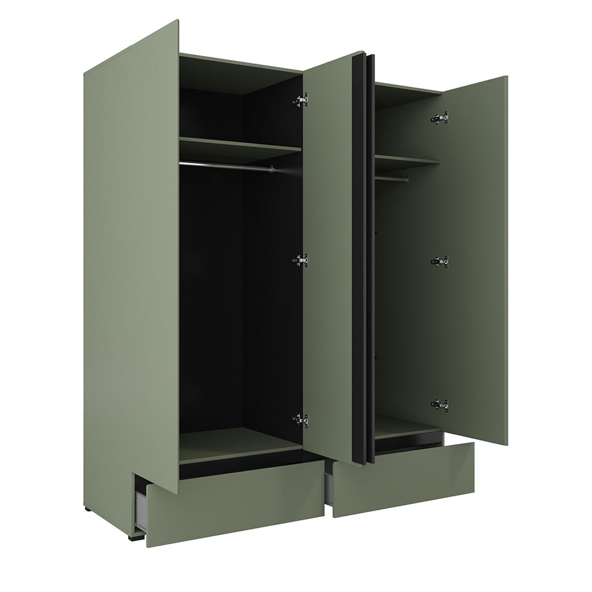 SKŘÍŇ 4DVEŘOVÁ Lilia Zelená - zelená barva, kompozitní dřevo (179.6/210/59.5cm) - Petits-meubles