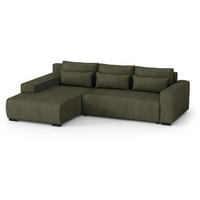 ECKSCHLAFSOFA Benny olivgrün links - Schwarz/Olivgrün, Kunststoff/Textil (271/185cm) - Beautysofa