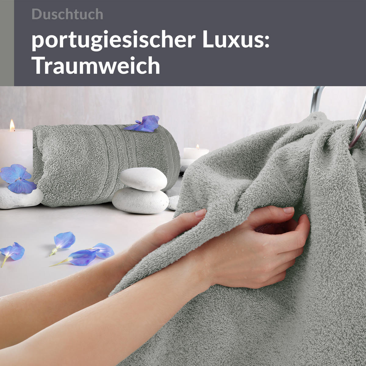 DUSCHTUCH London Stein Grau 2er Set 70x140 - Grau, Textil (70/140cm) - Lashuma